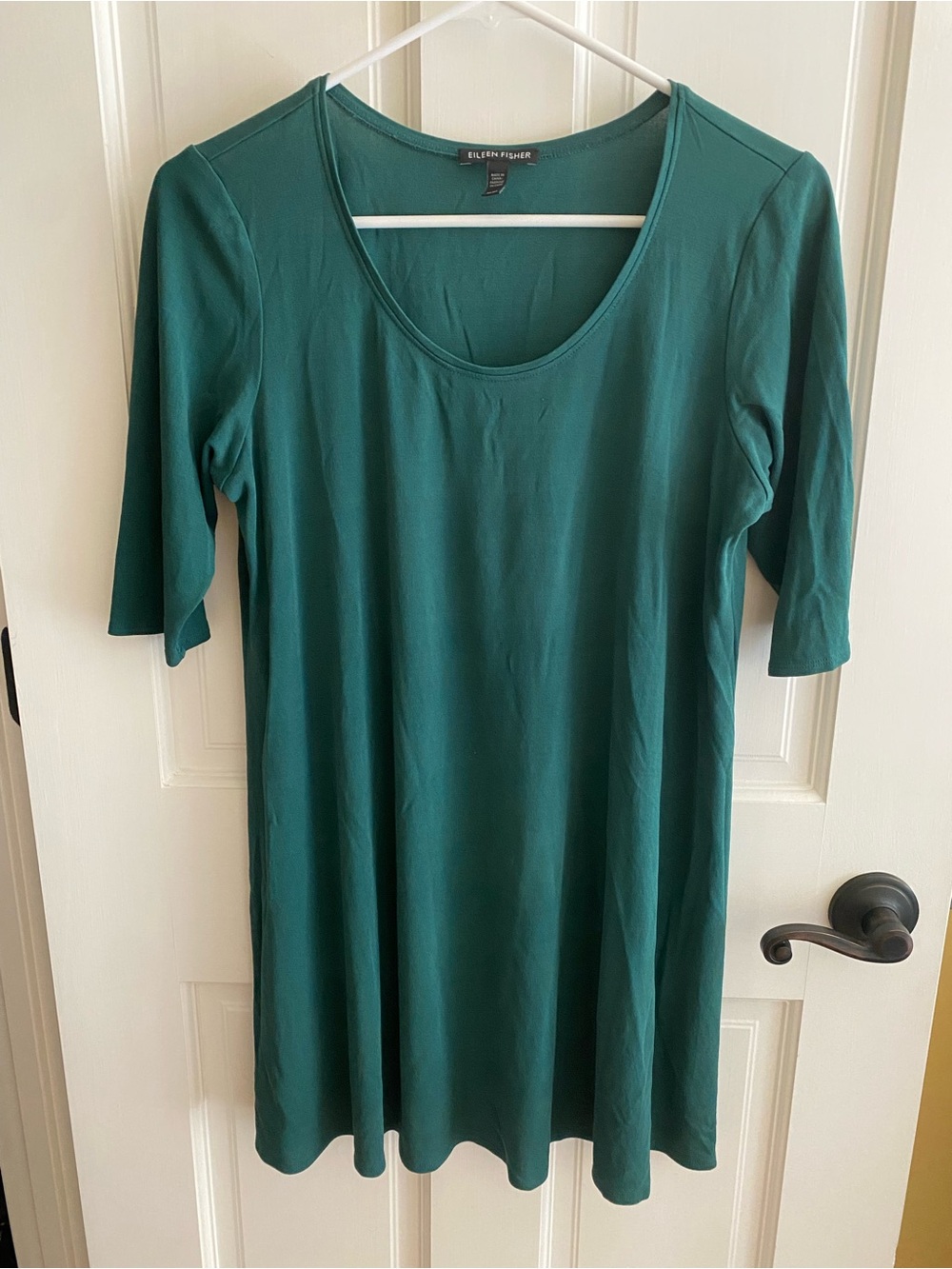 Eileen Fisher silk short-sleeved tunic shirt, size M